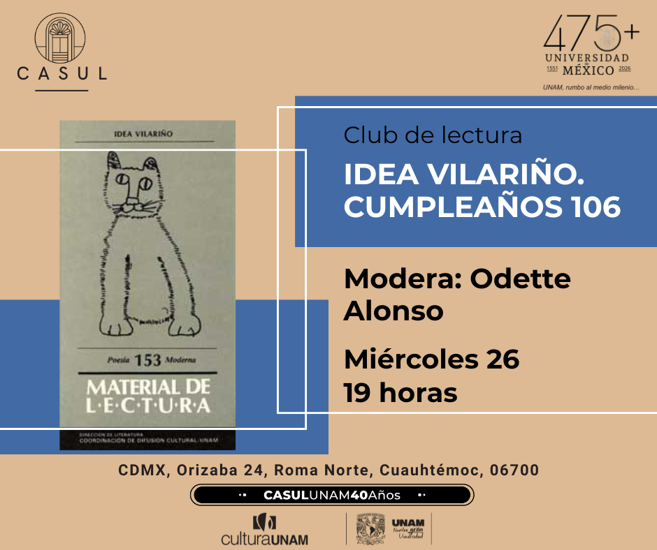 Biblioteca CASUL de Escritoras: Club de lectura sobre Idea Vilariño en CASUL UNAM