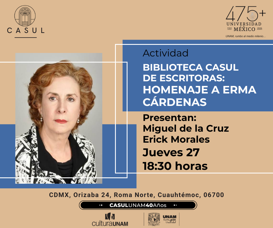 Biblioteca CASUL de Escritoras: Homenaje a Erma Cárdenas